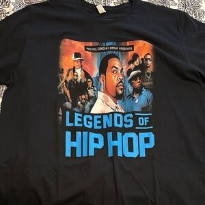 Gildan Black Graphic T-Shirt with Blue and Orange Accents